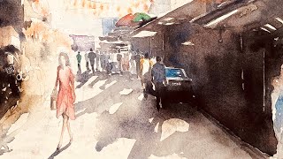 Painting A Streetview In Watercolor
