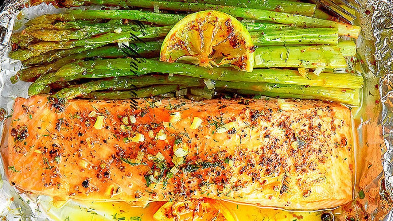 Baked Salmon and Asparagus in Foil YouTube