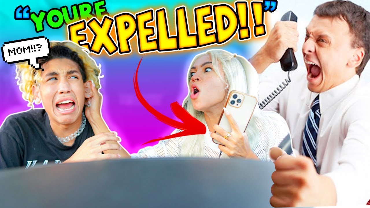 "I GOT EXPELLED!!" My TEACHER CALLS HOME and SNITCHES ON ME!! *CRAAZY PRANK*