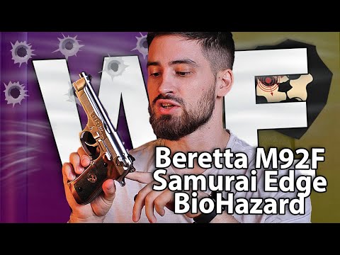 Страйкбольный пистолет WE Beretta M92F Samurai Edge BioHazard (6 мм, GBB, Gas, хром) видео обзор