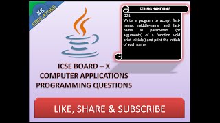 String Handling || Question - 21 || ICSE - X (SECOND SEMESTER)(Java Programming Tutorial)