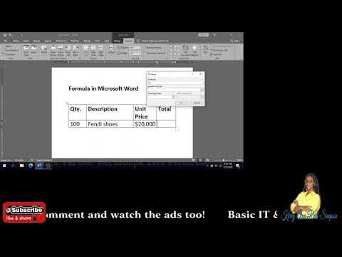 How to insert multiplication formula in MS Word. - YouTube