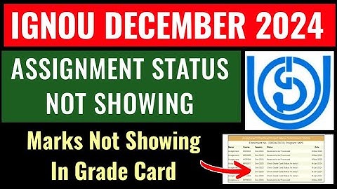 IGNOU Dec 2024 Assignment Status Not Showing Problem | Ignou Assignment Marks Not Showing Dec 2024