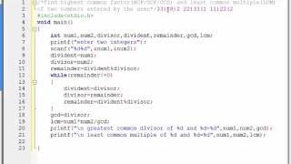 C Programming Bangla Tutorial -22- find highest common factor and least common multiple