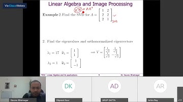 Lecture 3, Week 4- Linear Algebra and Image Processing- Why SVD?, Dr. Gaurav Bhatnagar IIT Jodhpur