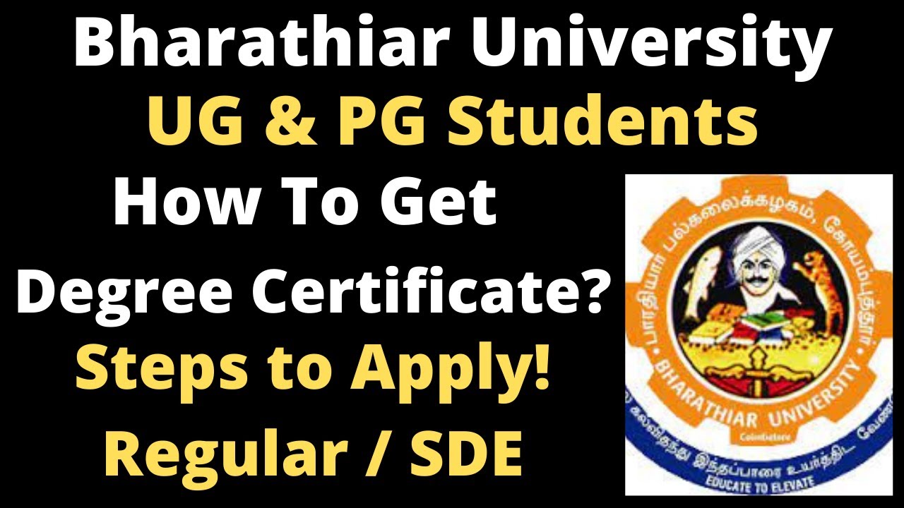 bharathiar university phd degree certificate application form