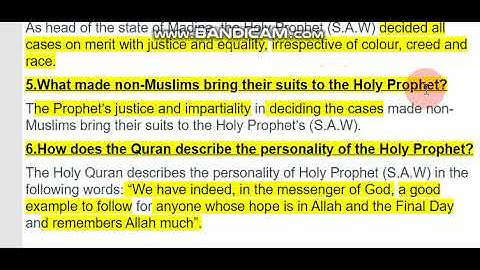 Question Answers Chapter No. 1 Hazrat Muhammad S.A.W an Embodiment of Justice (English Grade 10)