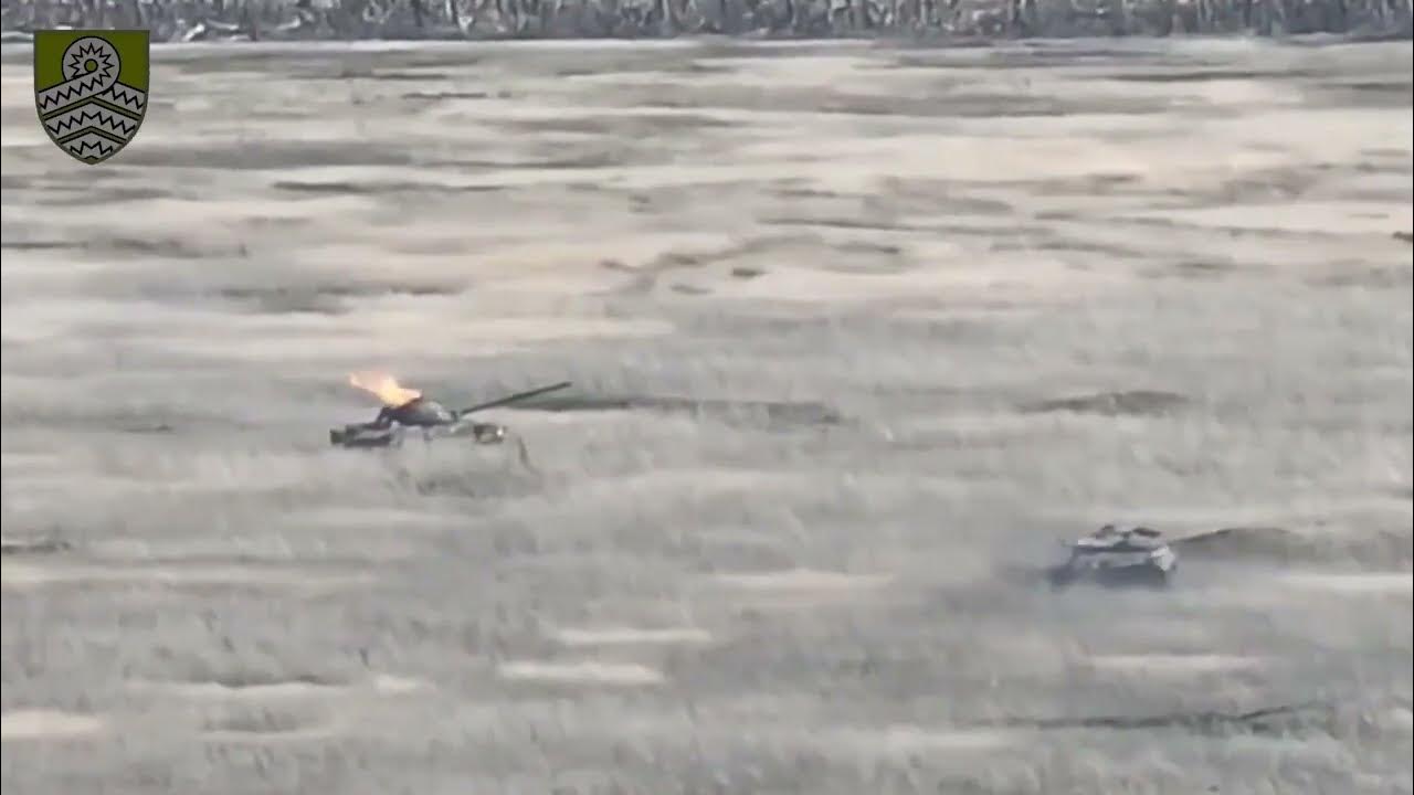 Two Russian Tanks hit By Ukrainian javelin One Tank Explodes with Turret Toss Second Cooks