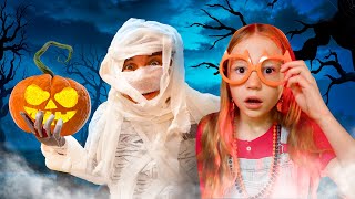 Nastya and Evelyn in a Haunted House and Not So Scary Halloween for Kids