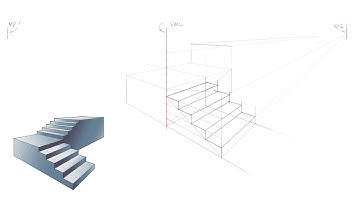 Two-Point Perspective Stairs - Part 2