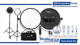 PH81437 Phottix Nuada R3 LED Light Twin Kit Set 