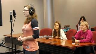 Northeast State Community College student Kaitlyn Williams of Flagpond helps record a song her music