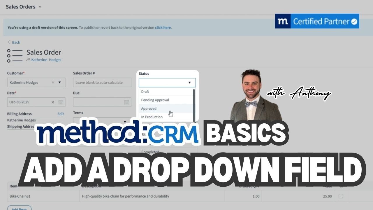 MethodCRM Basics: Adding a Dropdown Field - YouTube