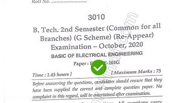 2020 Mdu BTech 2nd Sem Basic of Electrical Engg Question Paper