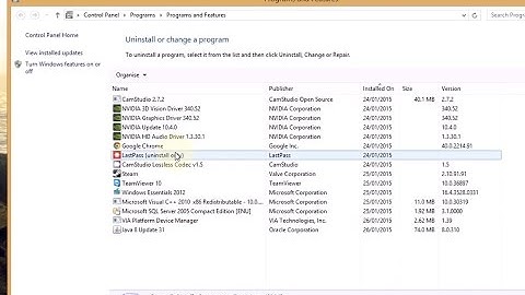 Uninstall programs in Windows 8 1