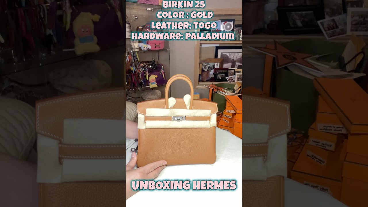 My latest HERMES quota bag, BIRKIN 25 in gold in Togo leather, PHW 