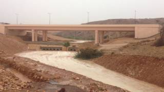 oman rain beautiful wadi flow