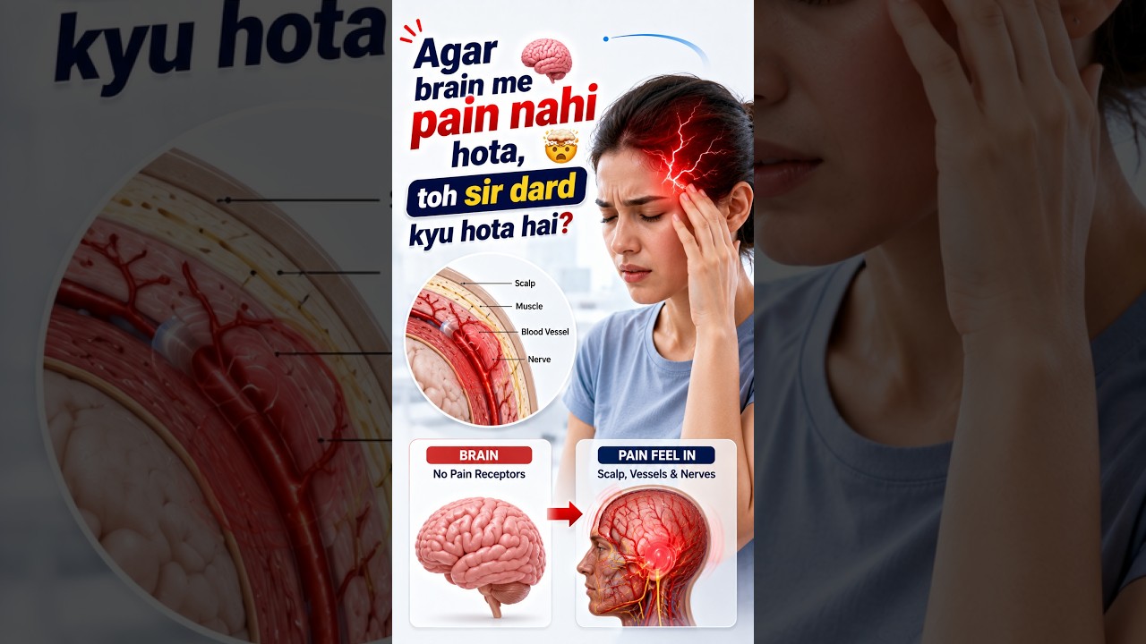 Agar brain me pain nahi hota, toh sir dard kyu hota hai? 🧠🤯 #health #shorts