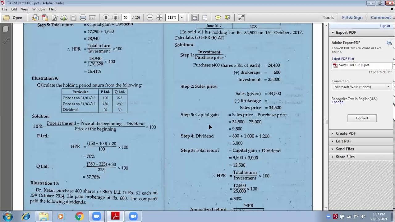22 Feb Portfolio Analysis and Selection (Holding period return) (2