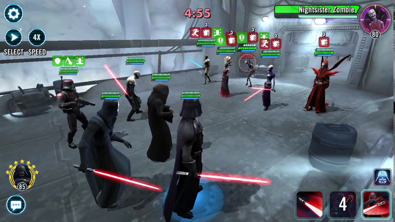 Zeta Palpatine w/ 4 Star Sion vs Evo's Asajj NS Team SWGOH Star