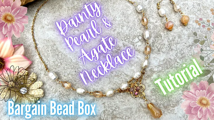 Dainty Freshwater Pearl & Agate Drop Necklace - Ba...