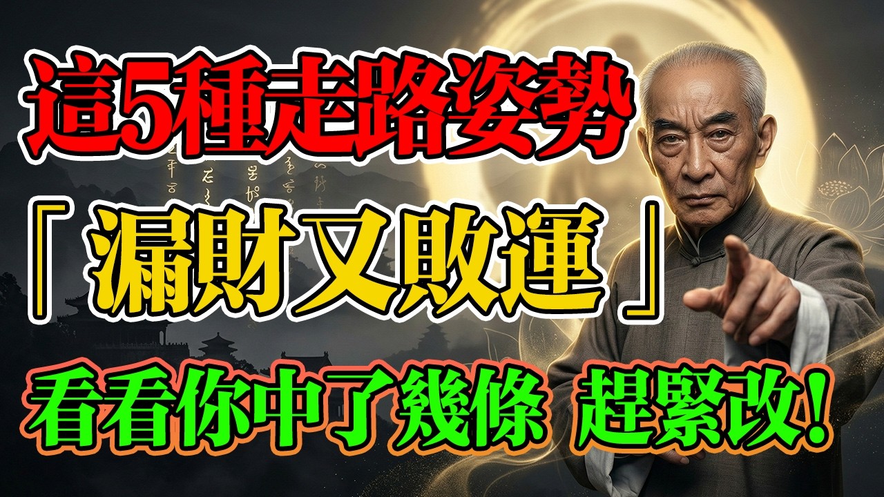 南懷瑾：這5種錯誤走姿，讓你「漏財又敗運」！看看你中了幾條？這不是迷信是老祖宗留下的智慧！ #智慧 #心靈感悟 #勵志 #人生感悟 #福報 #南懷瑾 #福報 #風水 #因果 #修行 #生活禪