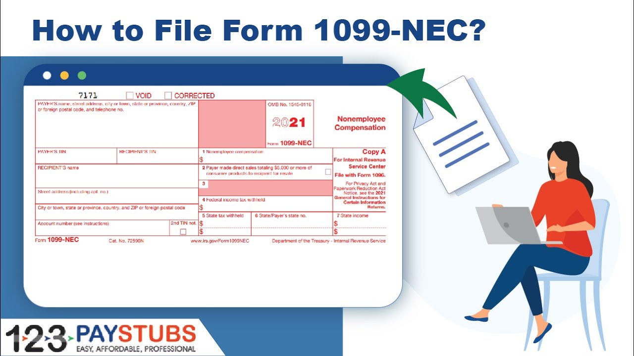 How To File Form 1099 Nec For Tax Year 123paystubs Youtube