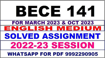 becc 141 solved assignment 2022-23 in english | becc 141 solved assignment 2022-23 | becc 141 2023