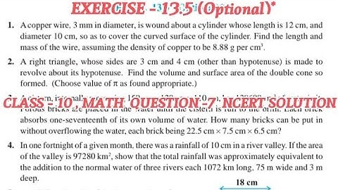 Class - 10 math ex. 13.5 || Q.7 Solved|| Surface Areas and Volumes|| Maths by rai classes