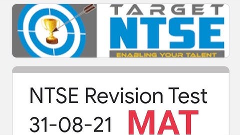NTSE 31/08/2021 MAT solution With Explanation beneficial for NMMS, PSTSE and Competitions also
