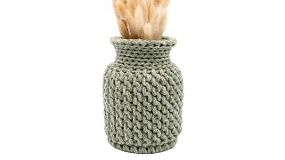 EASY Crochet Tutorial Vase, Timber Base, 5mm Braided Cotton Cord, Right Hand