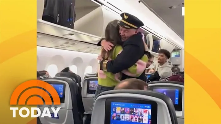 Pilot reunites with his bone marrow donor right before takeoff