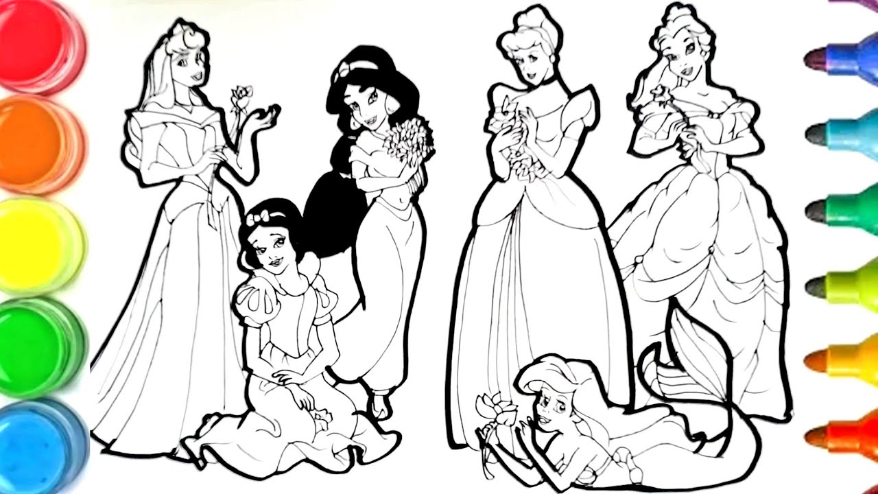 Dessiner et colorier les princesses Disney/ draw and color princess Disney  #TT92 