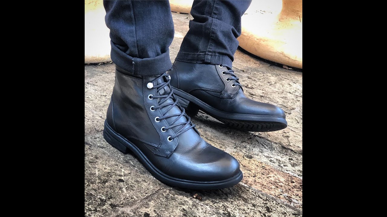 bota preta couro masculina