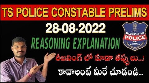 TS POLICE CONSTABLE PRELIMS -2022 REASONING EXPLANATION @Reasoning @Constable @PRELIMS