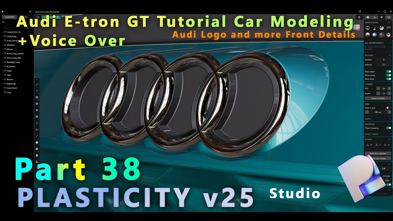PLASTICITY v25 Studio Car Modeling | Audi RS e-tron GT | Logo and Detail  | On Patreon | Part 38
