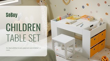 SoBuy Children table and 2 stools丨Play table丨Activity table set for building blocks丨KMB75