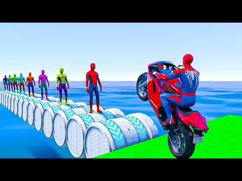 Superheroes Motorcycle Ride on Epic Bridge!