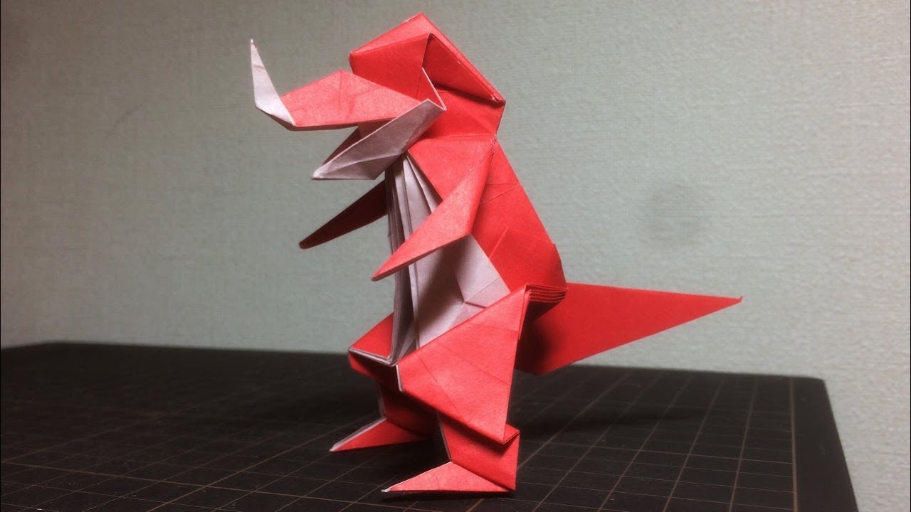 モンストおりがみ レッドリドラの折り紙 Origami Dinosaur Youtube