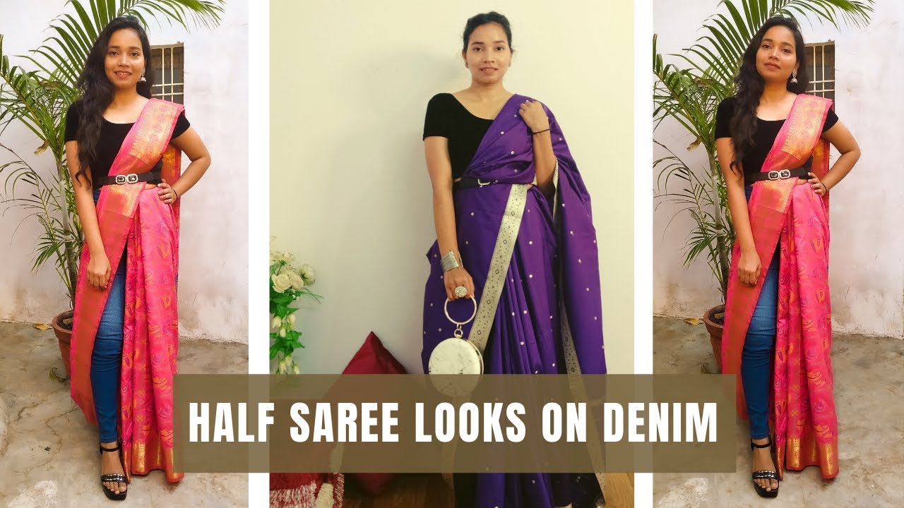 Tips on How to Style A Saree With Jeans - Dreaming Loud