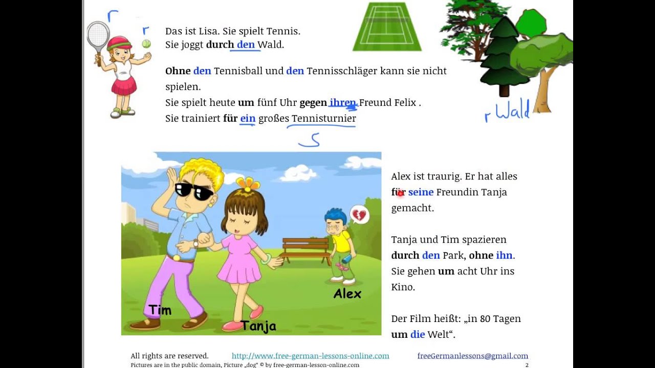 Learn German A1-A2 : prepositions with accusative with a ...