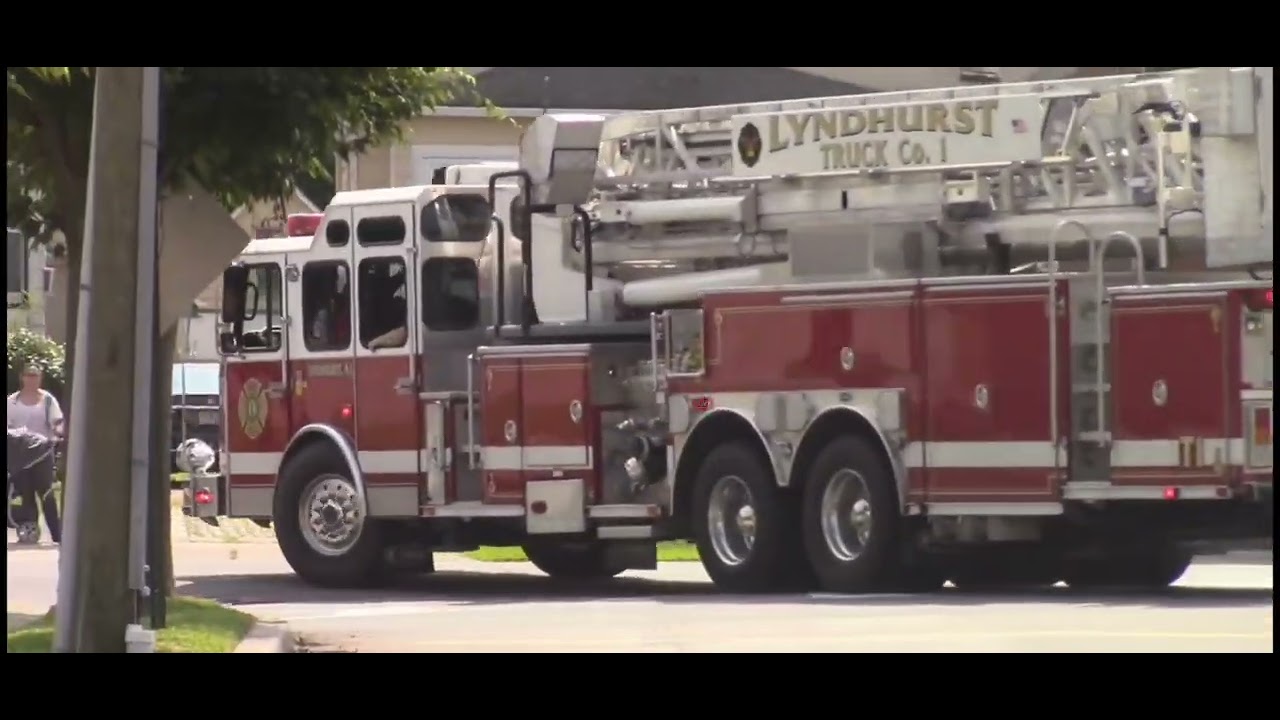 Fire trucks responding screaming q and air horn