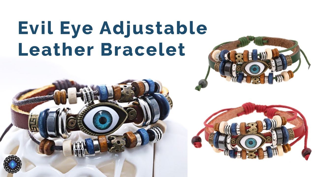 Evil Eye Adjustable Leather Bracelet
