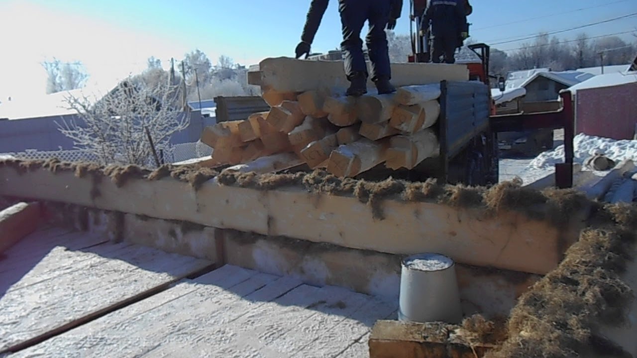 Установка сруба бани 6 на 6 - Этап №2 - YouTube