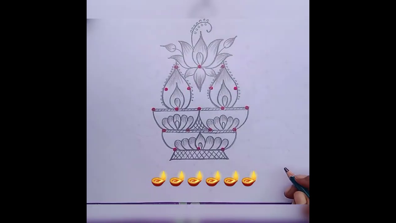 🪔🪔 தீபம் கோலம் வீட்டுக்கு ரொம்ப நல்லது 🪔🪔🪔 creativity 👍🌺 just 7 dots 🌺 simple pulli rangoli 🌺