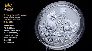 Stříbrná investiční mince Year of the Horse Rok Koně Lunární 5 Oz 2026