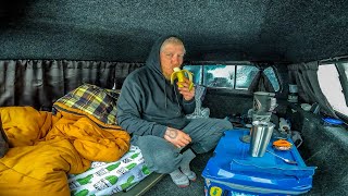 Solo Truck Camping In Cold Rain & Snow
