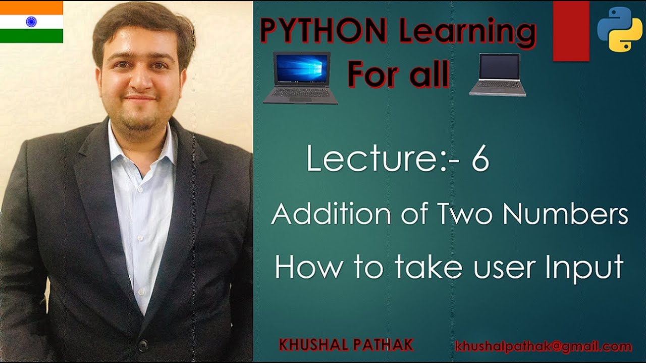 Python Basic #6 #Question #Addition of two number #How to take user ...