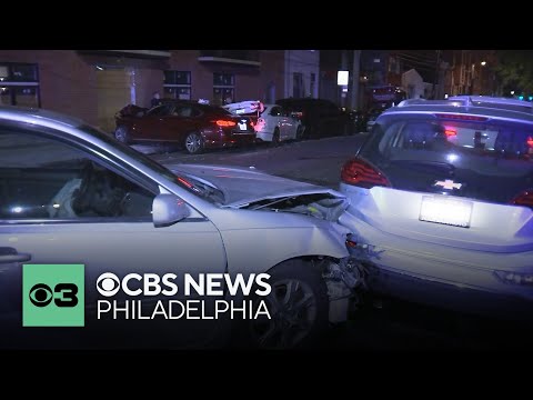 Several parked cars damaged in Kensington crash, 2 people hospitalized