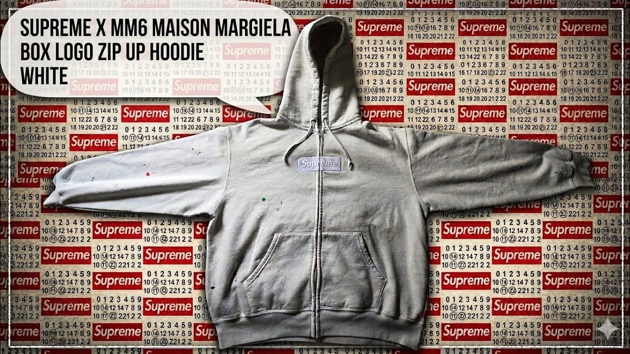 Supreme X MM6 Maison Margiella Box Logo Zip Up Hoodie White - YouTube